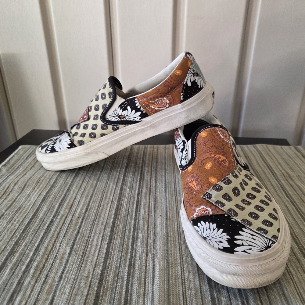 Vans Multicolor Tiger Patchwork Slip-Ons Size 8 W… - image 1